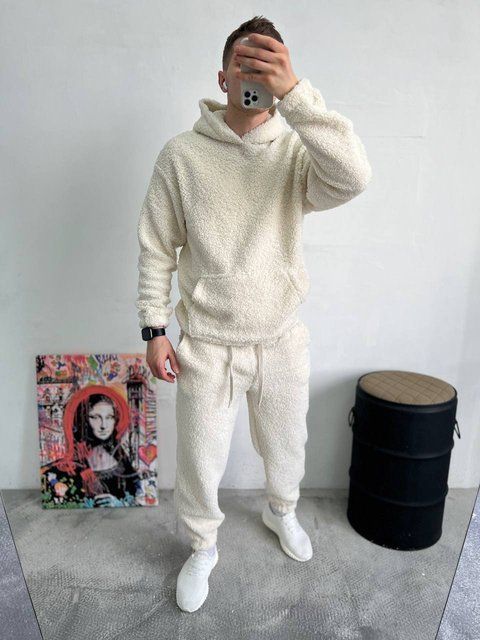 Мужской oversize костюм худи+брюки в белом цвете vz-k40wht фото