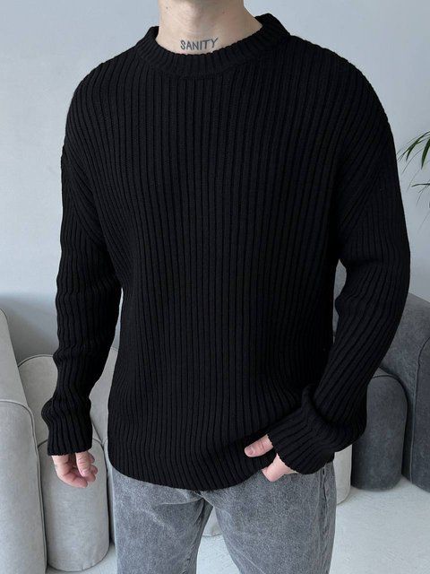 Мужской oversize свитер в черном цвете mr103 фото