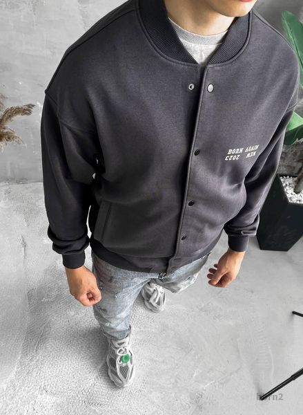 Чоловічий oversize бомбер у графітовому кольорі bbrn2 фото