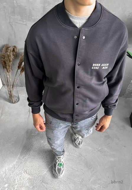 Чоловічий oversize бомбер у графітовому кольорі bbrn2 фото