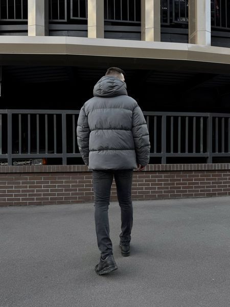 Чоловіча зимова oversize куртка у сірому кольорі rd488 фото