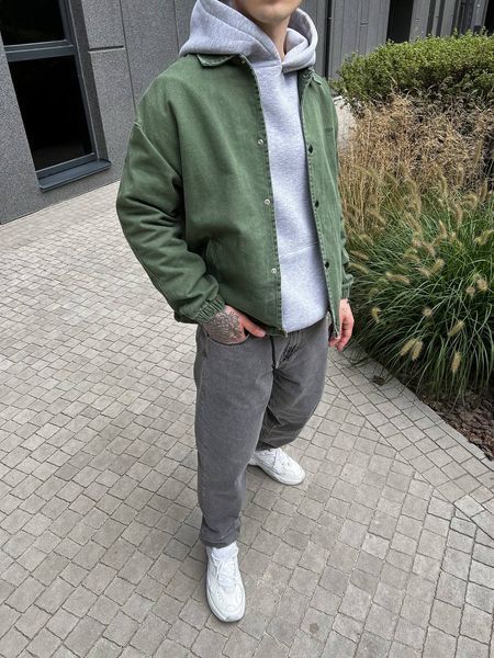 Мужская oversize джинсовая куртка в цвете хаки gs2389 фото
