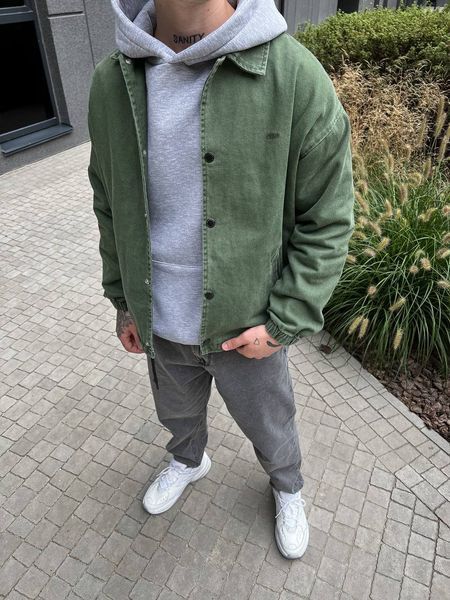 Мужская oversize джинсовая куртка в цвете хаки gs2389 фото