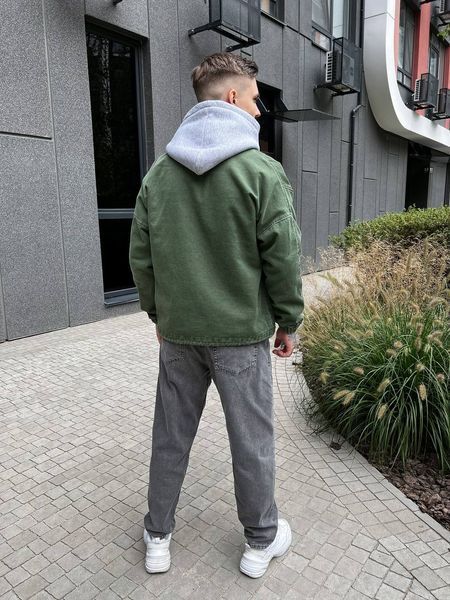 Мужская oversize джинсовая куртка в цвете хаки gs2389 фото