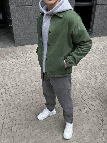 Мужская oversize джинсовая куртка в цвете хаки gs2389 фото