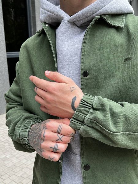 Мужская oversize джинсовая куртка в цвете хаки gs2389 фото