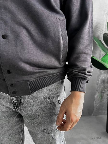 Чоловічий oversize бомбер у графітовому кольорі bbrn2 фото