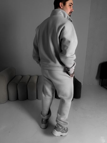 Мужской oversize костюм свитшот+брюки с принтом в сером цвете kos62 фото