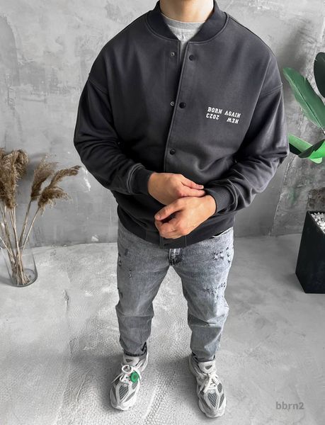 Чоловічий oversize бомбер у графітовому кольорі bbrn2 фото