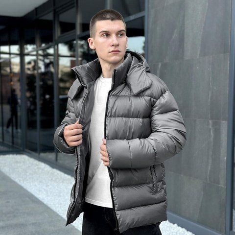 Мужская зимняя куртка в темно-сером цвете owku2973dge фото