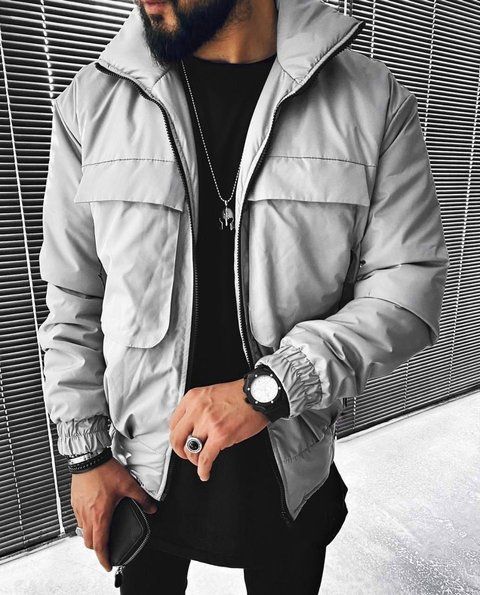 Мужская oversize ветровка в сером цвете jr-k001sil фото