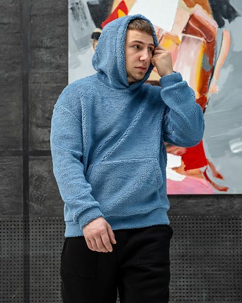 Мужское оверсайз худи в голубом цвете c0028blue фото