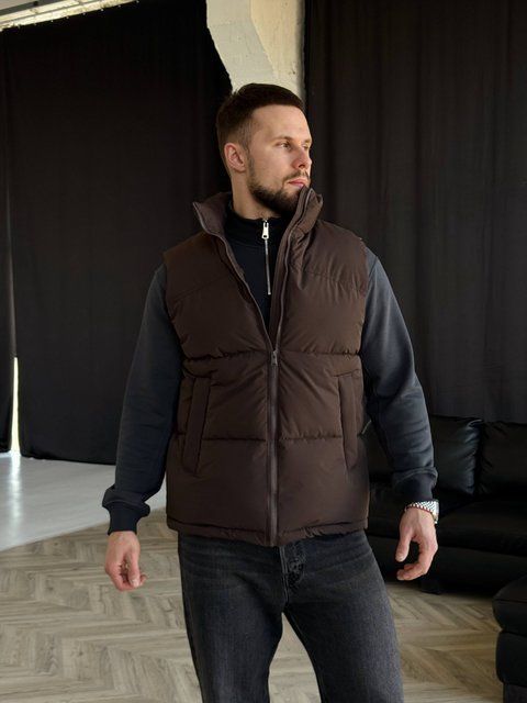 Мужская базовая жилетка в коричневом цвете rd526br-S фото