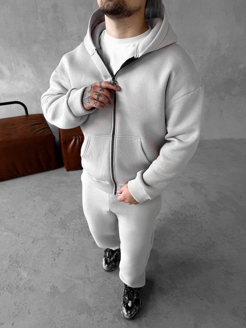 Мужской oversize спортивный костюм в сером цвете kos25 фото