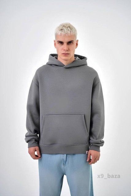 Чоловіче oversize худі у темно-сірому кольорі x9_baza-Xs фото