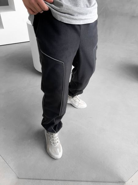 Мужские oversize флисовые брюки в графитовом цвете v13 фото