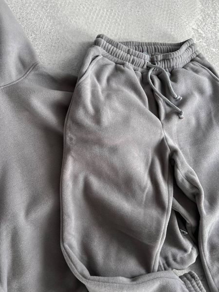 Мужской oversize флисовый костюм в сером цвете hs2 фото
