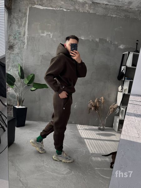 Мужской oversize костюм худи+брюки в цвете хаки fhs7 фото