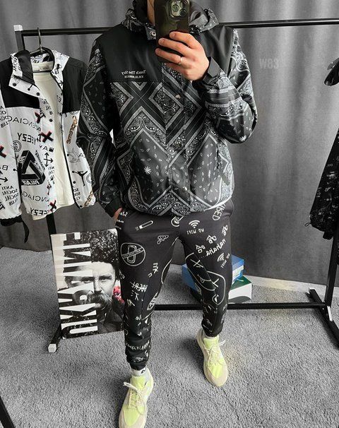 Мужская oversize ветровка в черном цвете w83 фото