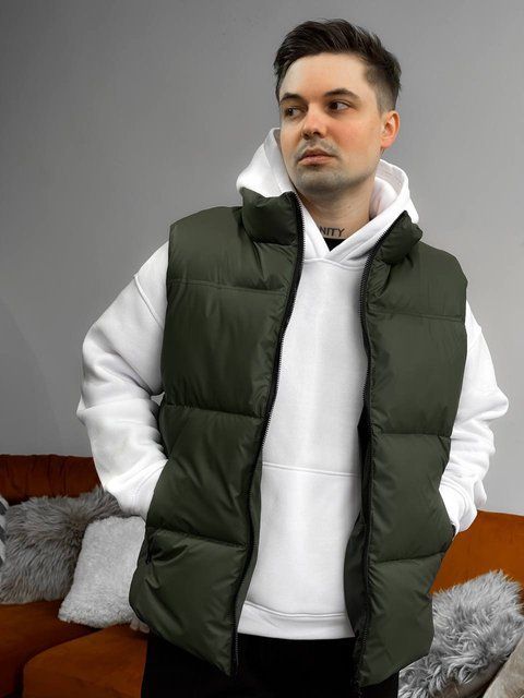 Чоловіча oversize жилетка у зеленому кольорі jl7 фото