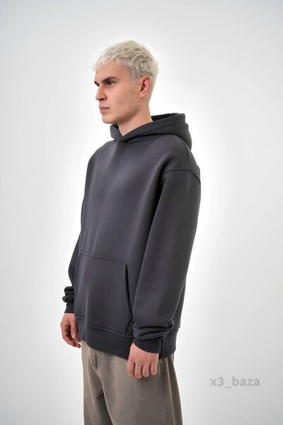 Чоловіче oversize худі у графітовому кольорі x3_baza-Xs фото