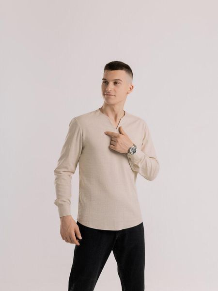 Мужская базовая рубашка в бежевом цвете srru3082be фото