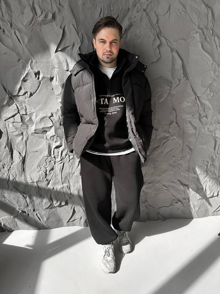 Мужская зимняя oversize куртка в черном цвете dp26 фото