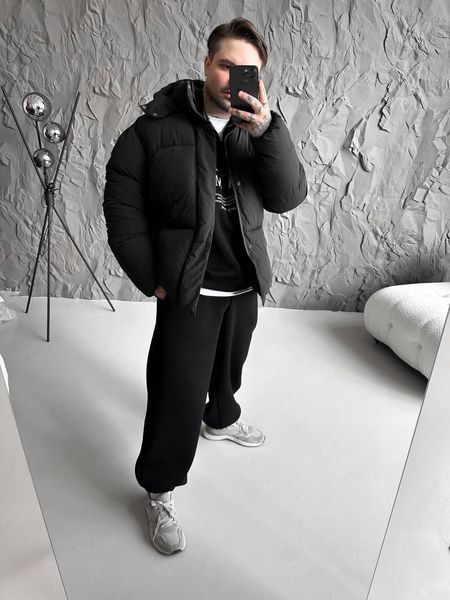 Мужская зимняя oversize куртка в черном цвете dp26 фото