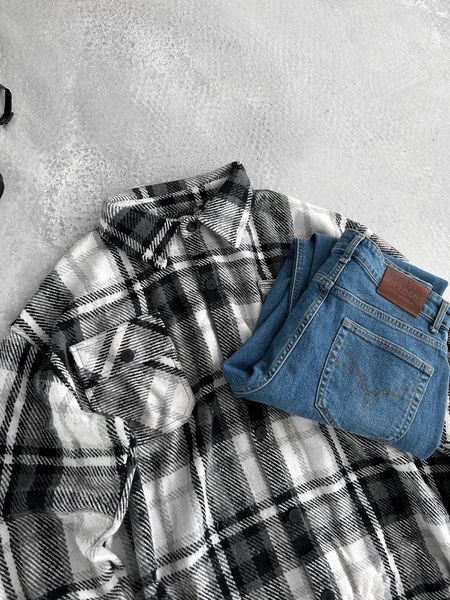 Мужская oversize рубашка в клетку r169 фото