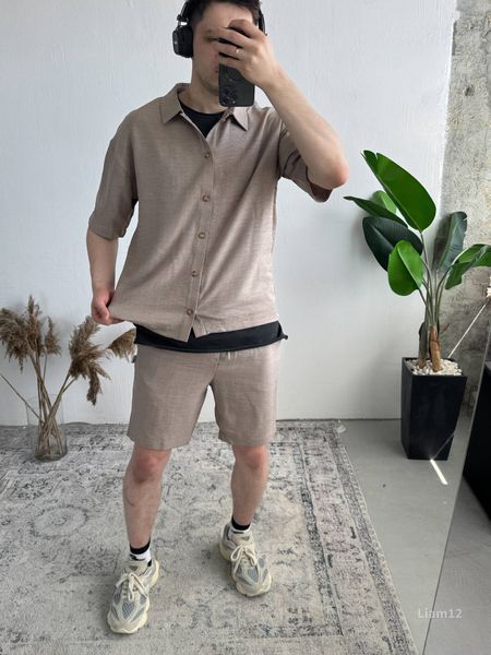 Мужской oversize костюм в бежевом цвете liam12 фото