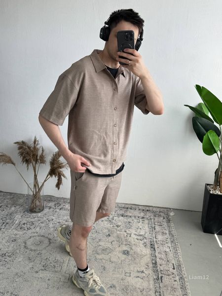 Мужской oversize костюм в бежевом цвете liam12 фото