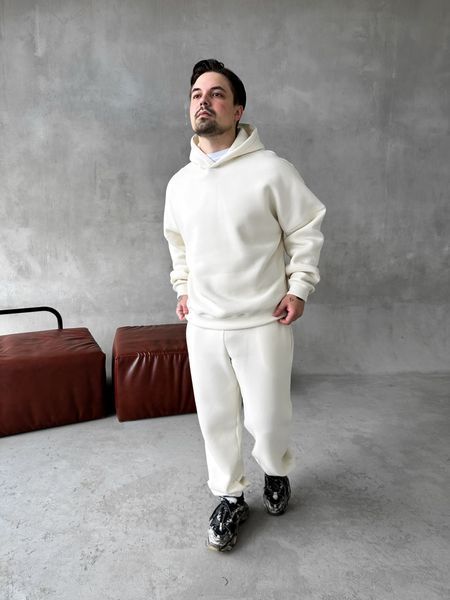 Чоловічий спортивний костюм худі+штани у білому кольорі kos38 фото