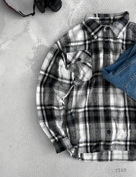 Мужская oversize рубашка в клетку r169 фото