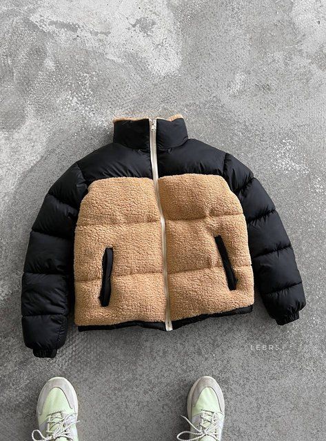 Чоловіча зимова oversize куртка у бежевому кольорі lebr5 фото