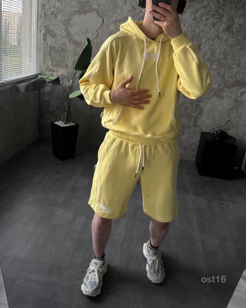 Мужской oversize костюм худи+шорты в желтом цвете ost16-S фото