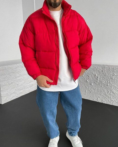 Чоловіча oversize куртка у червоному кольорі jr-kz03red фото