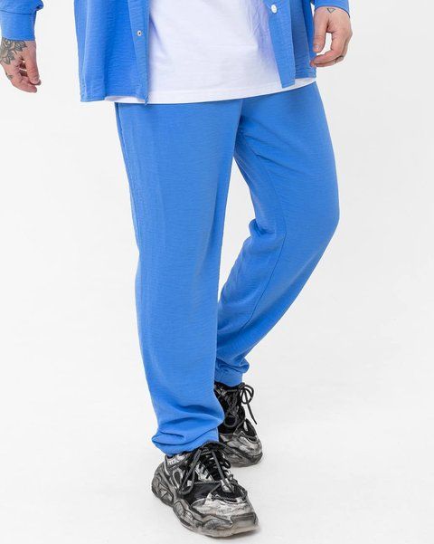 Мужские oversize брюки в голубом цвете krr8 фото