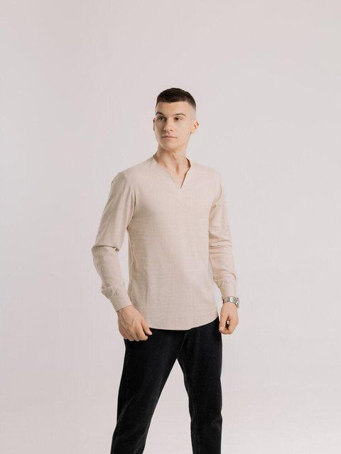Мужская базовая рубашка в бежевом цвете srru3082be фото