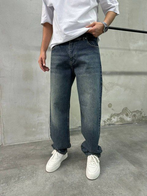 Мужские свободные джинсы Baggy в темно-синем цвете sn-3020-k29 фото