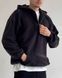 Мужское флисовое oversize худи в черном цвете u01402 фото 2