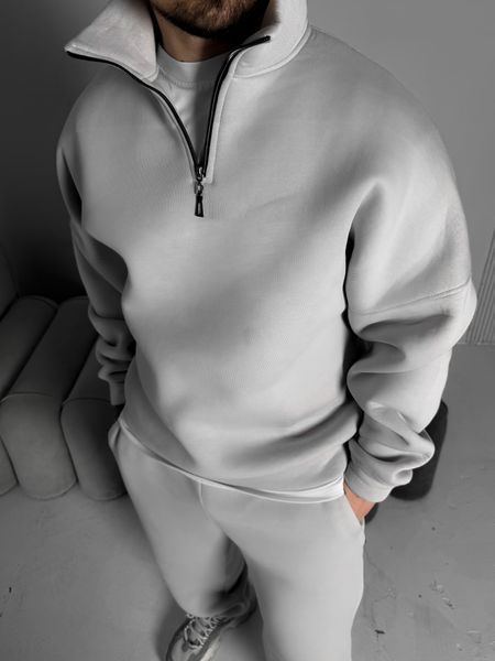 Чоловічий oversize костюм світшот+штани у сірому кольорі kos55 фото
