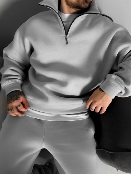 Чоловічий oversize костюм світшот+штани у сірому кольорі kos55 фото