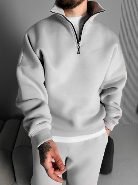 Чоловічий oversize костюм світшот+штани у сірому кольорі kos55 фото