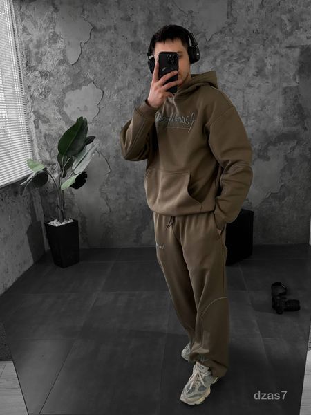 Мужской oversize спортивный костюм в цвете хаки dzas7n фото