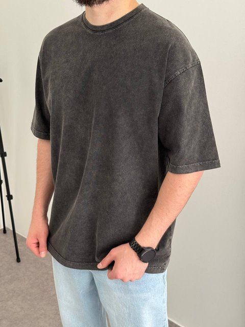 Мужская oversize футболка в темно-сером цвете jj295-2 фото