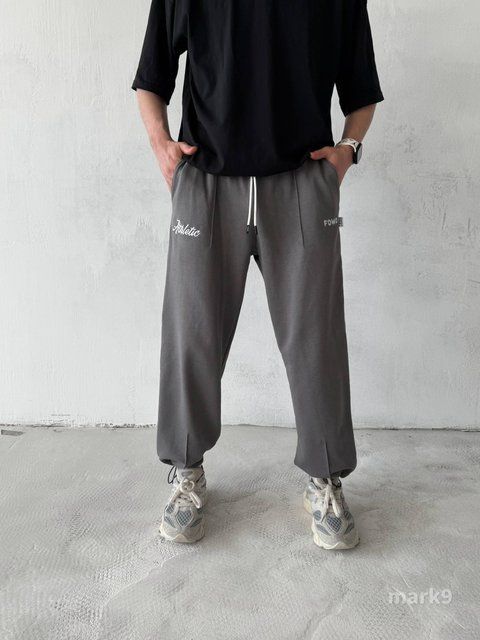 Чоловічі oversize спортивні штани у сірому кольорі mark9 фото