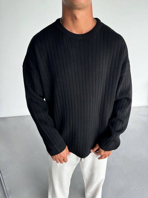 Мужской oversize свитер в черном цвете 07b фото