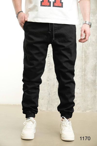 Мужские джинсы Jogger в черном цвете 30252 фото