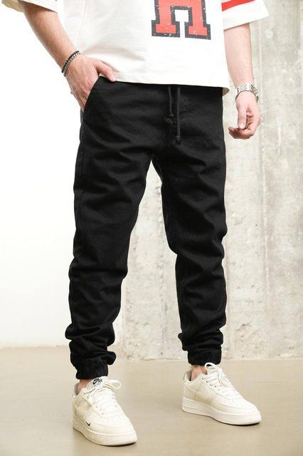 Мужские джинсы Jogger в черном цвете 30252 фото