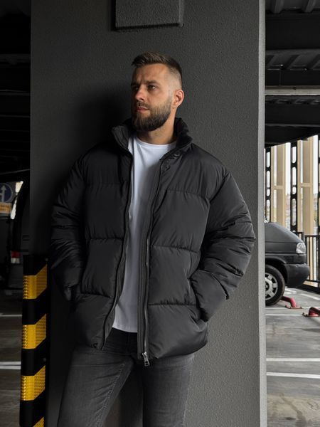 Мужская зимняя oversize куртка в черном цвете rd487 фото